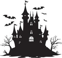 halloween kasteel silhouet illustratie wit achtergrond vector