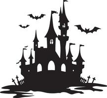 halloween kasteel silhouet illustratie wit achtergrond vector