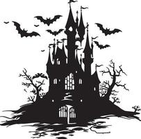 halloween kasteel silhouet illustratie wit achtergrond vector