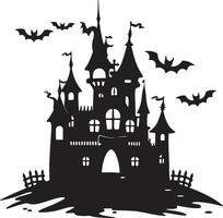 halloween kasteel silhouet illustratie wit achtergrond vector