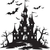 halloween kasteel silhouet illustratie wit achtergrond vector