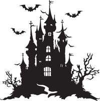 halloween kasteel silhouet illustratie wit achtergrond vector