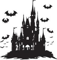 halloween kasteel silhouet illustratie wit achtergrond vector