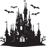 halloween kasteel silhouet illustratie wit achtergrond vector