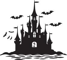 halloween kasteel silhouet illustratie wit achtergrond vector