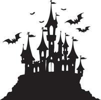 halloween kasteel silhouet illustratie wit achtergrond vector