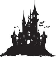 halloween kasteel silhouet illustratie wit achtergrond vector