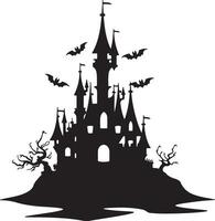 halloween kasteel silhouet illustratie wit achtergrond vector