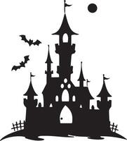 halloween kasteel silhouet illustratie wit achtergrond vector