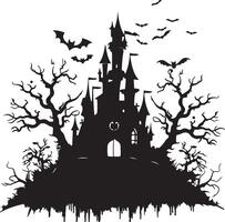 halloween kasteel silhouet illustratie wit achtergrond vector