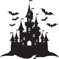 halloween kasteel silhouet illustratie wit achtergrond vector