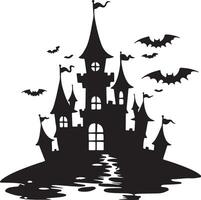 halloween kasteel silhouet illustratie wit achtergrond vector