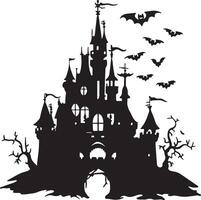 halloween kasteel silhouet illustratie wit achtergrond vector