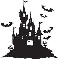 halloween kasteel silhouet illustratie wit achtergrond vector