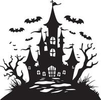 halloween kasteel silhouet illustratie wit achtergrond vector