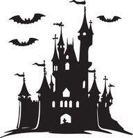 halloween kasteel silhouet illustratie wit achtergrond vector