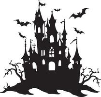 halloween kasteel silhouet illustratie wit achtergrond vector