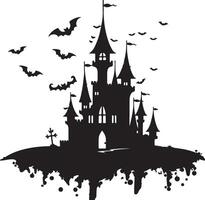 halloween kasteel silhouet illustratie wit achtergrond vector