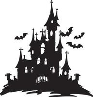 halloween kasteel silhouet illustratie wit achtergrond vector