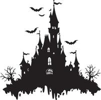 halloween kasteel silhouet illustratie wit achtergrond vector