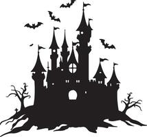 halloween kasteel silhouet illustratie wit achtergrond vector