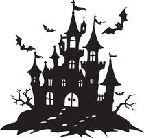 halloween kasteel silhouet illustratie wit achtergrond vector