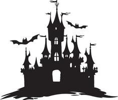 halloween kasteel silhouet illustratie wit achtergrond vector