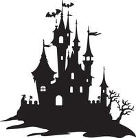 halloween kasteel silhouet illustratie wit achtergrond vector