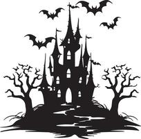 halloween kasteel silhouet illustratie wit achtergrond vector