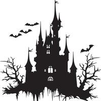 halloween kasteel silhouet illustratie wit achtergrond vector