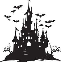 halloween kasteel silhouet illustratie wit achtergrond vector