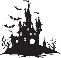 halloween kasteel silhouet illustratie wit achtergrond vector