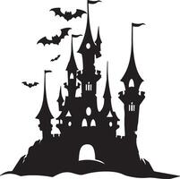 halloween kasteel silhouet illustratie wit achtergrond vector