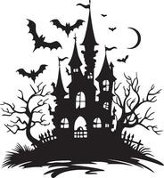 halloween kasteel silhouet illustratie wit achtergrond vector