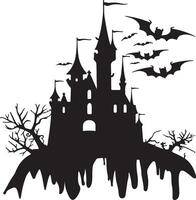 halloween kasteel silhouet illustratie wit achtergrond vector