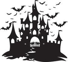 halloween kasteel silhouet illustratie wit achtergrond vector