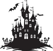 halloween kasteel silhouet illustratie wit achtergrond vector