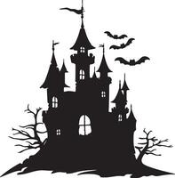 halloween kasteel silhouet illustratie wit achtergrond vector