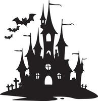 halloween kasteel silhouet illustratie wit achtergrond vector