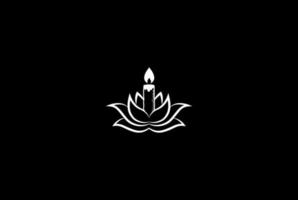vintage lotusbloem met kaarslicht voor spa yoga meditatie wellness logo ontwerp vector