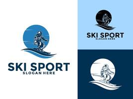 skiën winter sport logo symbool, berg skiën logo ontwerp sjabloon vector