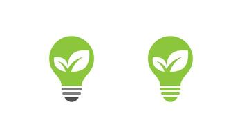 groen blad gloeilamp logo ontwerp vector