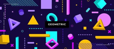 80s 3d naadloos patroon met geometrische vormen in de stijl van Memphis. cirkels, kubus, driehoeken. , Memphis stijl achtergrond. vector