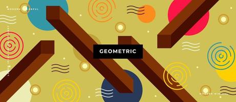 naadloos patroon met geometrische rechthoekige buisvormen in de stijl van Memphis. kleurrijke cirkel abstracte achtergrond vector