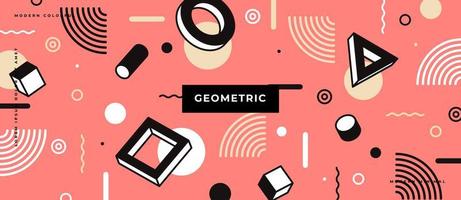 80s naadloos patroon met geometrische vormen in de stijl van Memphis. cirkel, driehoek, vierkant bewegen op pastel achtergrond. vector