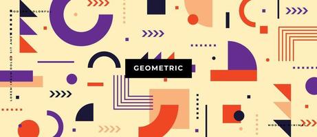 bewegende platte geometrische driehoek, cirkel, vierkant, lijn, stip en vierkant naadloos patroon op pastelachtergrond. vector