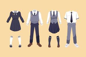 school- uniform reeks van school- uniform voor jongens en meisjes vector