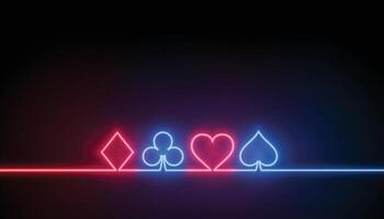 neon symbolen van casino spelen kaarten achtergrond vector