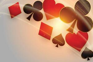 casino spelen kaarten symbolen met gloeiend licht vector