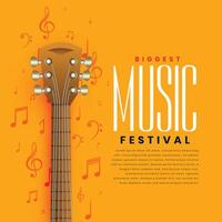 geel muziek- gitaar poster folder achtergrond ontwerp vector